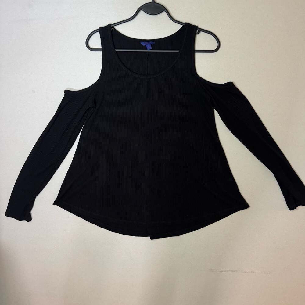 Aeropostale Black Ribbed Cold Shoulder Long Sleeve Top Size S